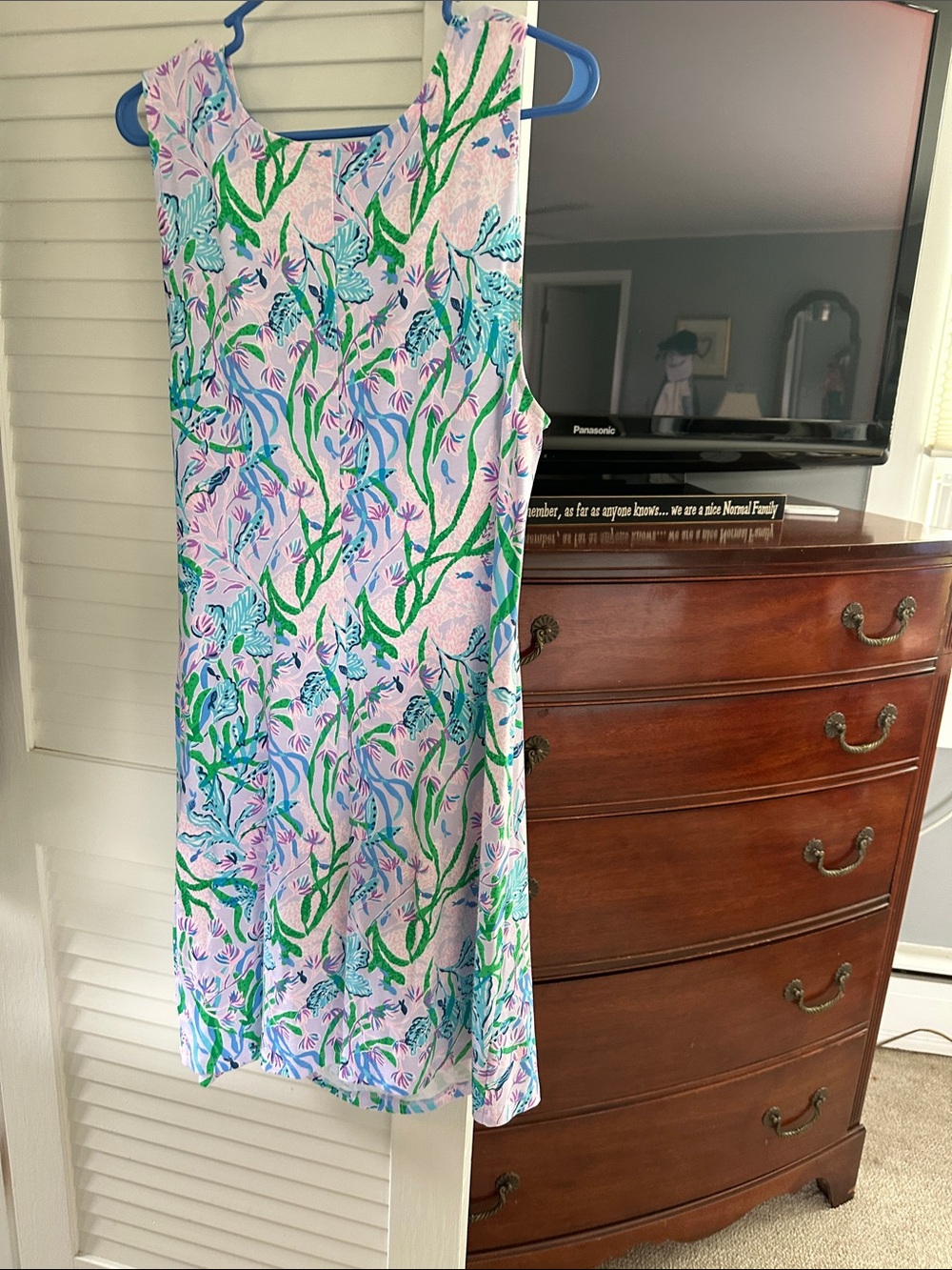 Lilly Pulitzer Sleeveless V-Neck Mini Dress in Lavender, Green and Blue - Picture 4 of 4